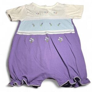 VTG Simply Basic Baby Romper 18M Colorblock Purple Blue Floral Y2K Retro Kidcore